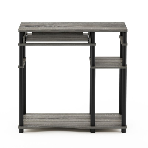 Furinno Abbott Wood Computer Desk with Bookshelf in French Oak Gray/Black
