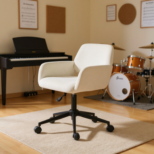 Homy Casa Music Practice Room Chair, Adjustable, Beige Fabric, Ergonomic, Rolling