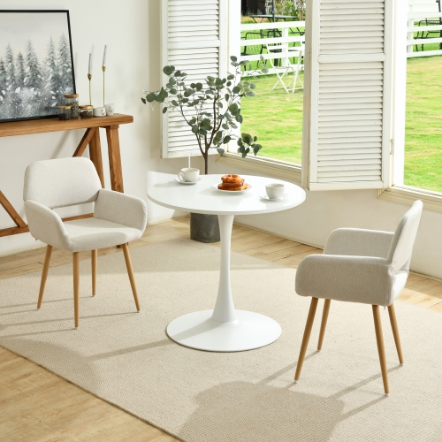 HOMY CASA  Modern Swivel Office Chair Set Of 2 – Fabric In Beige