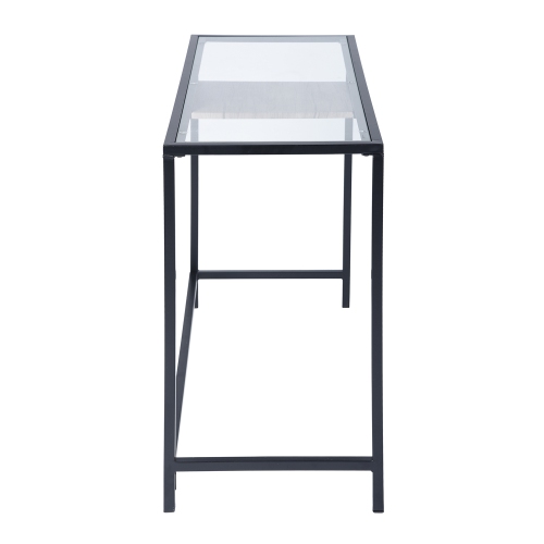 FurnitureR Computer Desk Modern Home Office Writing Table Tempered Glass Top