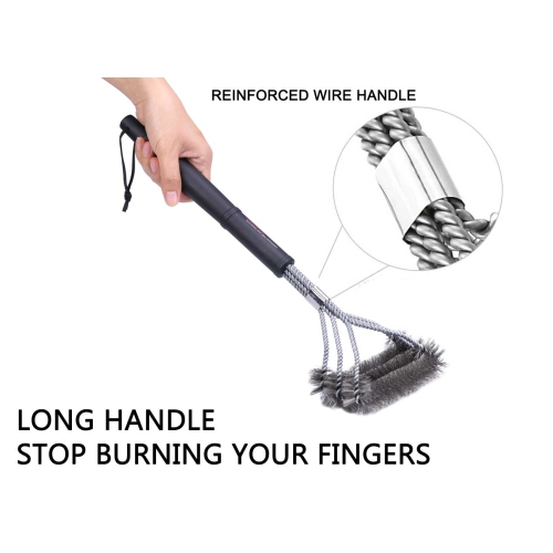 18-3 in 1 Metal Clip Grill Brush Provides Effortless 360° Cleaning For Weber Charcoal, Charbroil Gas & Brinkmann Grills