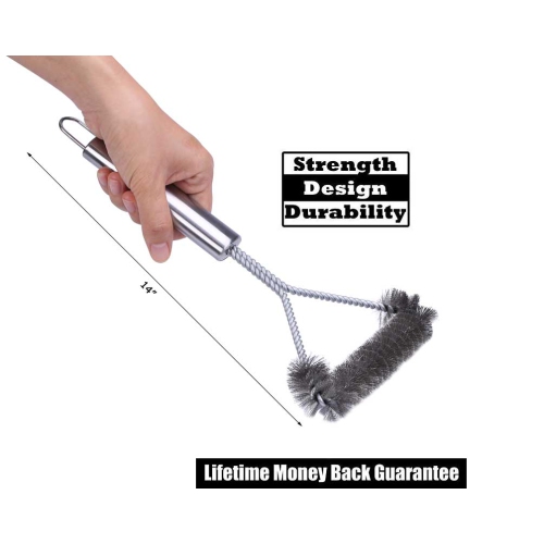 12 Inch 3 Sided Stainless Steel BBQ Grill Brush, for Big Green Egg Charcoal, Charbroil, Gas, Electric, Smoker and Weber