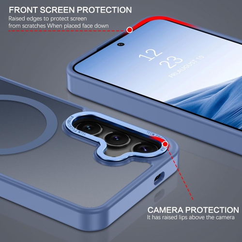 TopSave Strong Magnetic Compatible with MagSafe, Translucent Matte Slim Protective Case with Raised Camera Lens and Metallic Trim For Samsung Galaxy