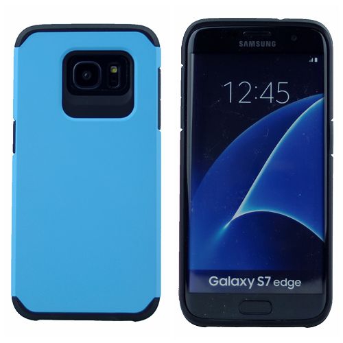 Samsung S7 Edge mat double couche, étui d'armure robuste, bleu clair