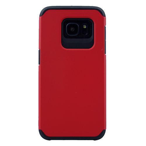 Samsung S7 Edge mat double couche, étui d'armure robuste, rouge