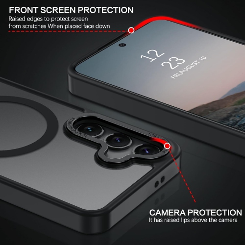 TopSave Strong Magnetic Compatible with MagSafe, Translucent Matte Slim Protective Case with Raised Camera Lens and Metallic Trim For Samsung Galaxy