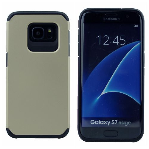 Samsung S7 Edge mat double couche, étui d'armure robuste, or
