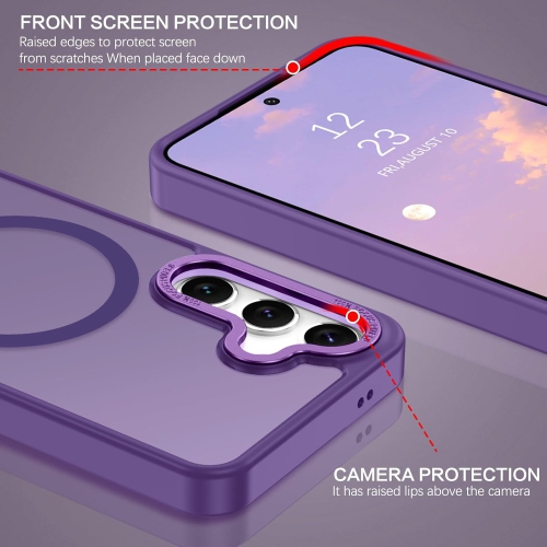 TopSave Strong Magnetic Compatible with MagSafe, Translucent Matte Slim Protective Case with Raised Camera Lens and Metallic Trim For Samsung Galaxy