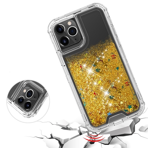 Bling Sparkle Defender Case For Iphone 11 Pro, Clear Case Gold Glitter