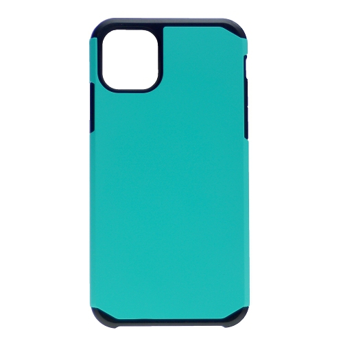 Iphone 11 mat double couche, étui d'armure robuste, turquoise