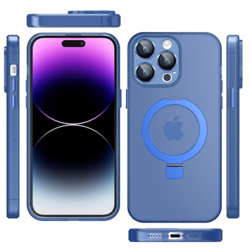 TopSave Magnetic Ring Stand [Compatible with Magsafe]Translucent Back Slim Phone Case For iPhone 16 Pro 6.3", Blue