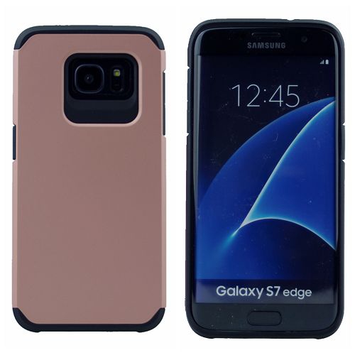 Samsung S7 Edge mat double couche, étui d'armure robuste, or rose
