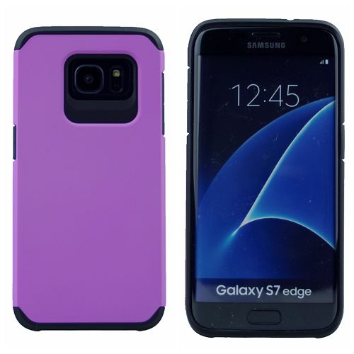 Samsung S7 Edge mat double couche, étui d'armure robuste, violet