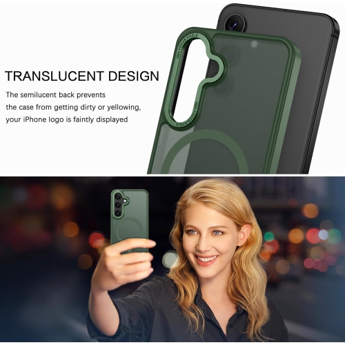 TopSave Strong Magnetic Compatible with MagSafe, Translucent Matte Slim Protective Case with Raised Camera Lens and Metallic Trim For Samsung Galaxy