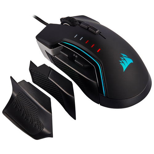 Black Optical 18000 DPI CORSAIR GLAIVE RGB PRO Backlit RGB LED Comfort FPS/MOBA Gaming Mouse with Interchangeable Grips 