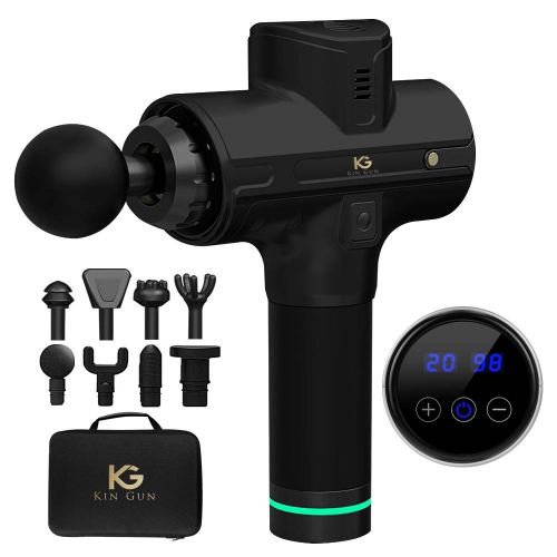Pistolet de massage de luxe silencieux Kin Gun Elite - 20 vitesses - Noir