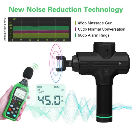 Pistolet de massage de luxe silencieux Kin Gun Elite - 20 vitesses - Noir