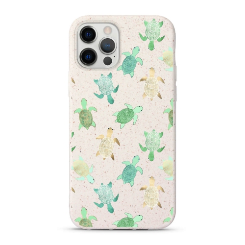Fitted Soft Shell Biodegradable Case for iPhone 12, iPhone 12 Pro from Hoola Boutique - Green Sea Turtles