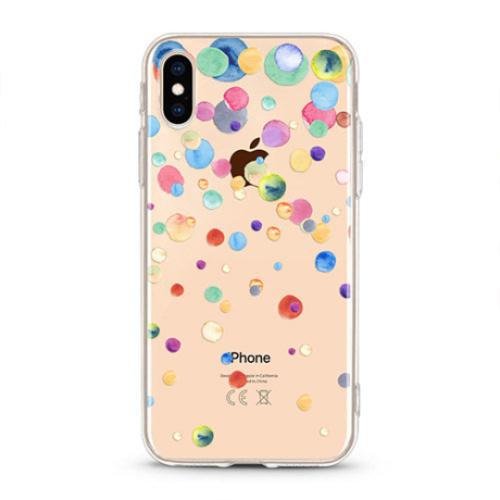 Fitted Soft Shell Transparent Case for iPhone XR from Hoola Boutique - Color Dots