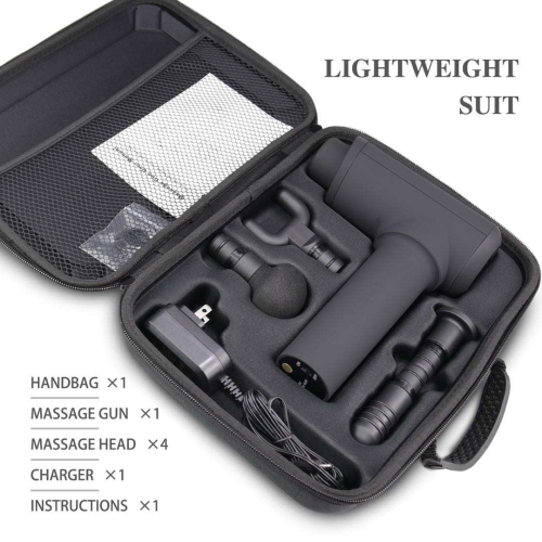 Pistolet de massage de luxe à V2 8 vitesses de KIN Gun - 4 accessoires et étui de transport pratique