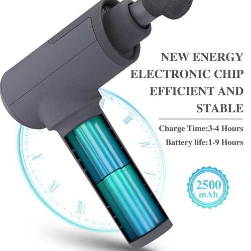 Pistolet de massage de luxe à V2 8 vitesses de KIN Gun - 4 accessoires et étui de transport pratique