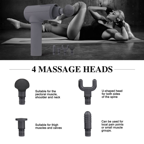 Pistolet de massage de luxe à V2 8 vitesses de KIN Gun - 4 accessoires et étui de transport pratique