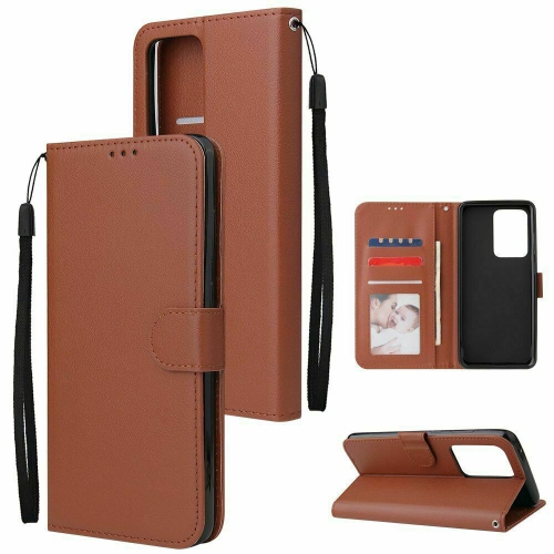 【CSmart】 Magnetic Card Slot Leather Folio Wallet Flip Case Cover for Samsung Galaxy S20 Ultra, Brown