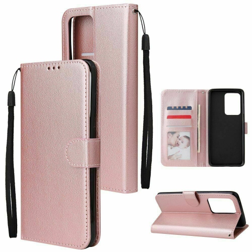【CSmart】 Magnetic Card Slot Leather Folio Wallet Flip Case Cover for Samsung Galaxy S20, Rose Gold