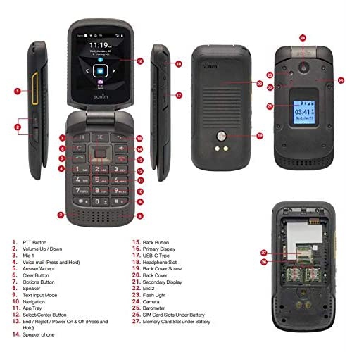 Refurbished - Sonim XP3 XP3800 Black Unlocked 8GB ROM/1G RAM Flip Phone-(Certified Refurbished)