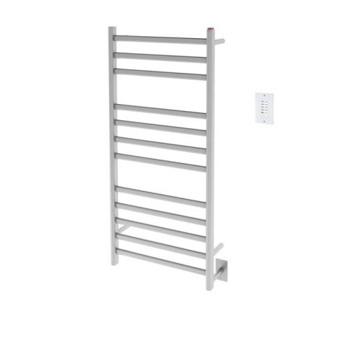 Ancona Prima Dual XL 12-Bar Hardwired and PLug-in Towel Warmer in Brushed Stainless Steel with Wall Countdown Timer