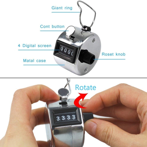 axGear Tally Counter Hand Held 4 Digit Number Manual Clicker Plam Size Handy