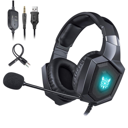 axGear Onikuma K8 Wired Stereo Over Ear Gaming Headset with RGB Light 3.5mm Audio Jack