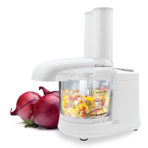 Hauz AFP981 - Mini 1.5-Cup Food Processor with Stainless Steel Blade, White
