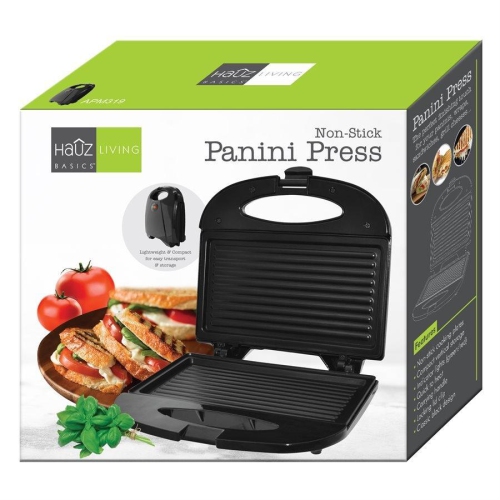Hauz APM319 - Non-stick, Lightweight and Compact Panini Press, Black