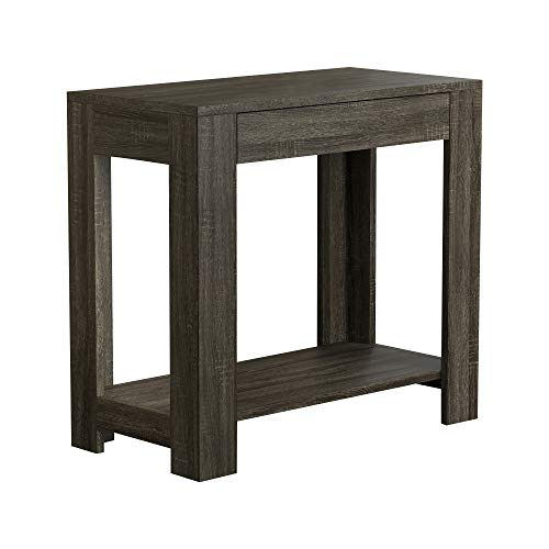 Accent Table Dark Grey Wood 1 Drawer 1 Shelf