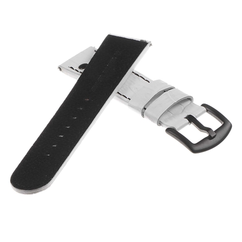 DASSARI Croc Embossed Leather Pilot 22mm Watch Band Strap for Samsung Galaxy Watch 46mm - White