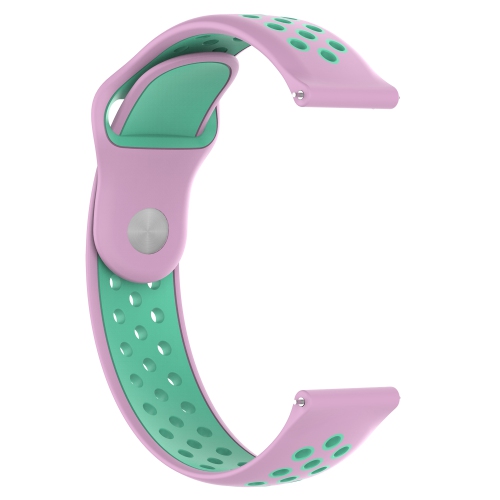 StrapsCo Perforated Silicone Rubber 22mm Watch Band Strap for Samsung Galaxy Watch 46mm - Pink & Mint Green