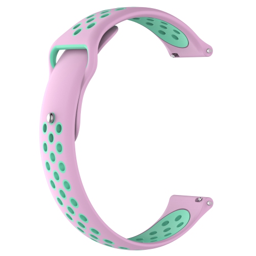 StrapsCo Perforated Silicone Rubber 22mm Watch Band Strap for Samsung Galaxy Watch 46mm - Pink & Mint Green