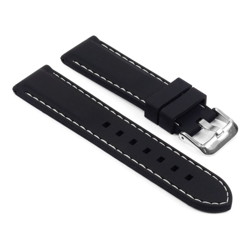 StrapsCo Silicone Rubber 22mm Watch Band Strap with Stitching for Samsung Galaxy Watch 46mm - Black & White
