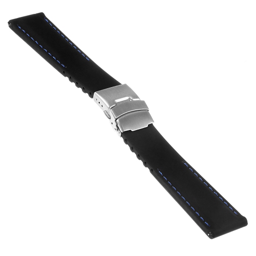 STRAPSCO  Silicone Rubber 22MM Watch Band With Deployant Clasp for Samsung Galaxy Watch 46MM - Black & In Blue
