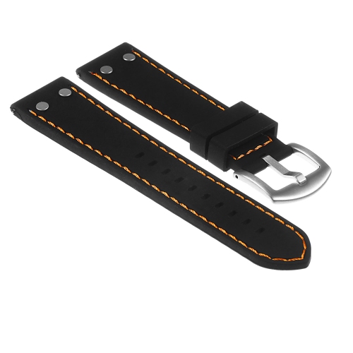 StrapsCo Silicone Rubber Aviator Watch Band Strap for Samsung Galaxy Watch Active - Black & Orange