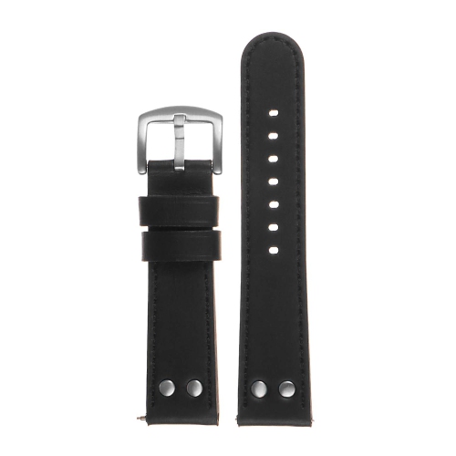 DASSARI Leather Pilot Watch Band Strap for Samsung Galaxy Watch Active - Black