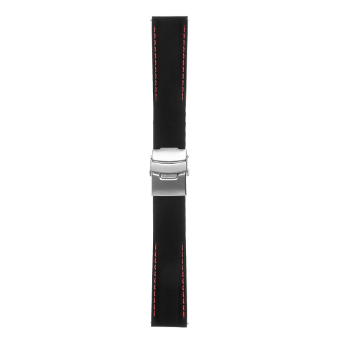 StrapsCo Silicone Rubber Watch Band with Deployant Clasp for Samsung Galaxy Watch Active - Black & Red