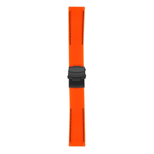 StrapsCo Silicone Rubber Watch Band with Deployant Clasp for Samsung Galaxy Watch Active - Orange & Black
