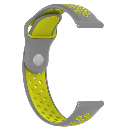 StrapsCo Perforated Silicone Rubber Watch Band Strap for Samsung Galaxy Watch Active - Grey & Yellow
