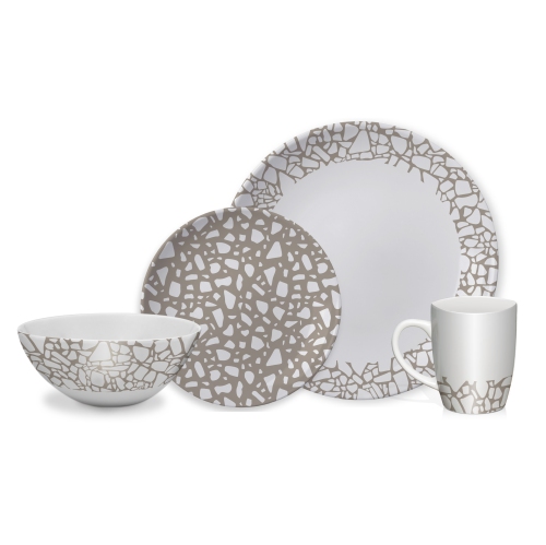 Terrazzo 16PC Dinnerset in Beige