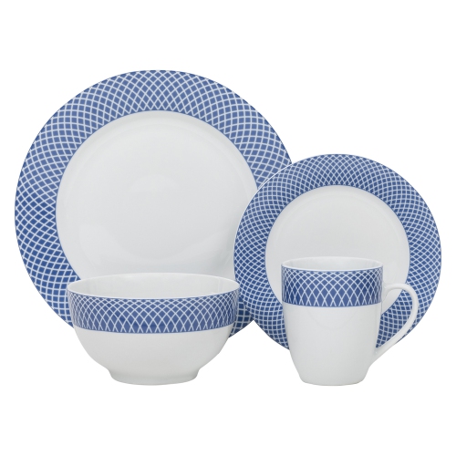 Vaiselle 16PC Diamand Bleu