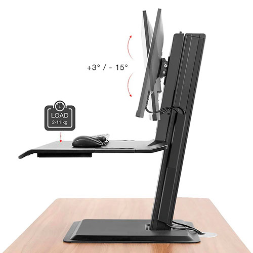 North Bayou Ergonomic Standing Desk with Single Monitor Integration - Black