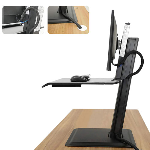 North Bayou Ergonomic Standing Desk with Single Monitor Integration - Black