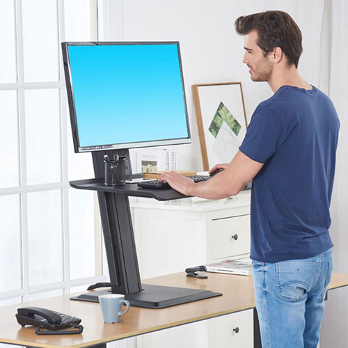 North Bayou Ergonomic Standing Desk with Single Monitor Integration - Black